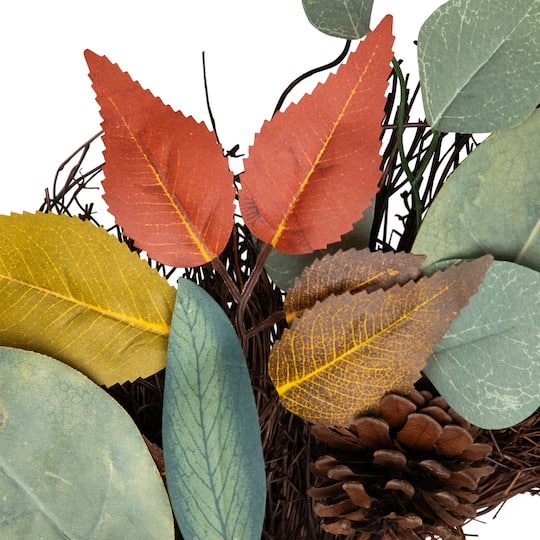 24" Pumpkin, Pinecone & Gourd Grapevine Thanksgiving Wreath